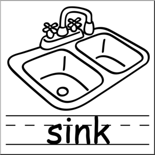 Clip art basic words sink bw labeled i