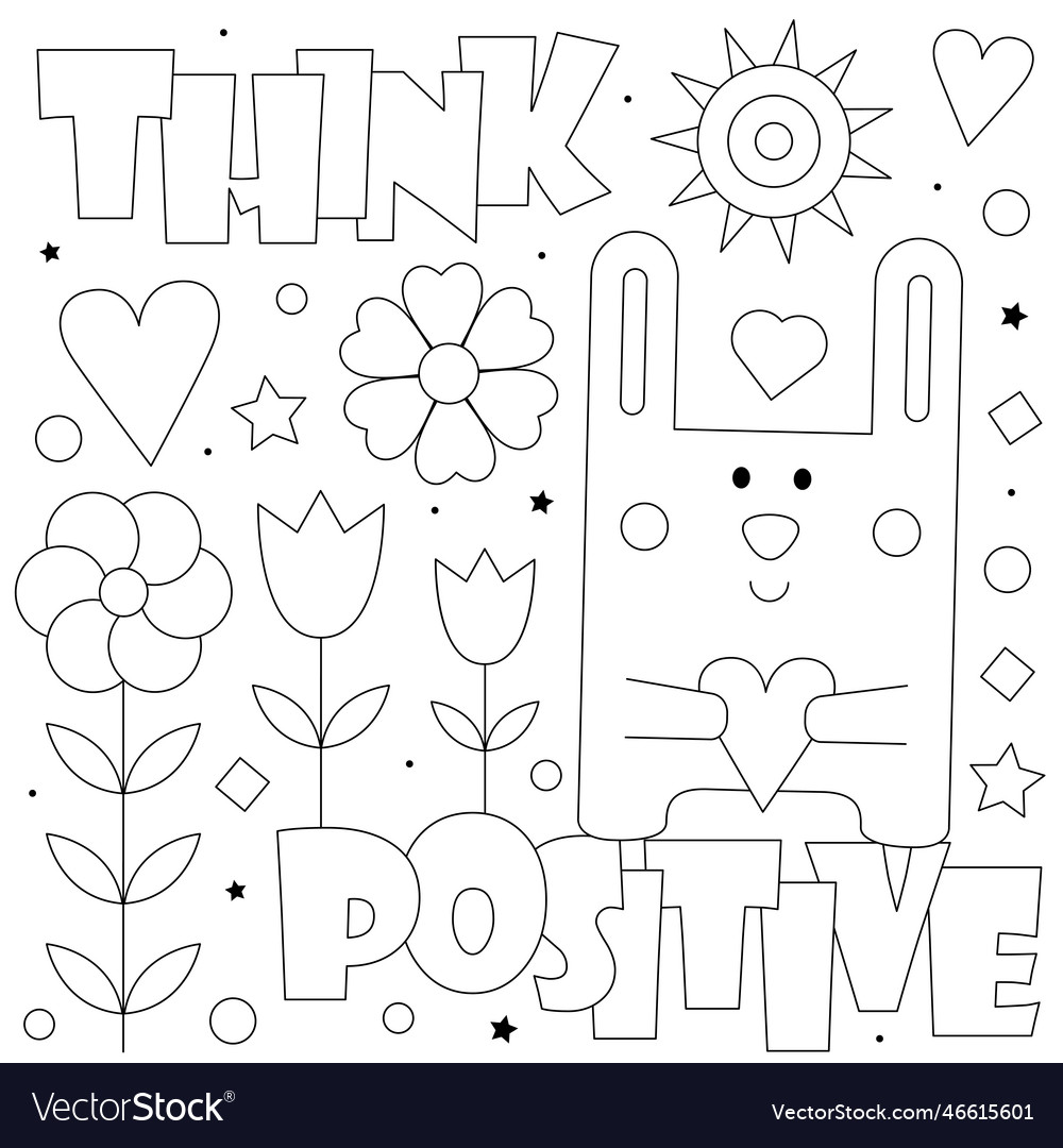 Think positive coloring page royalty free vector image