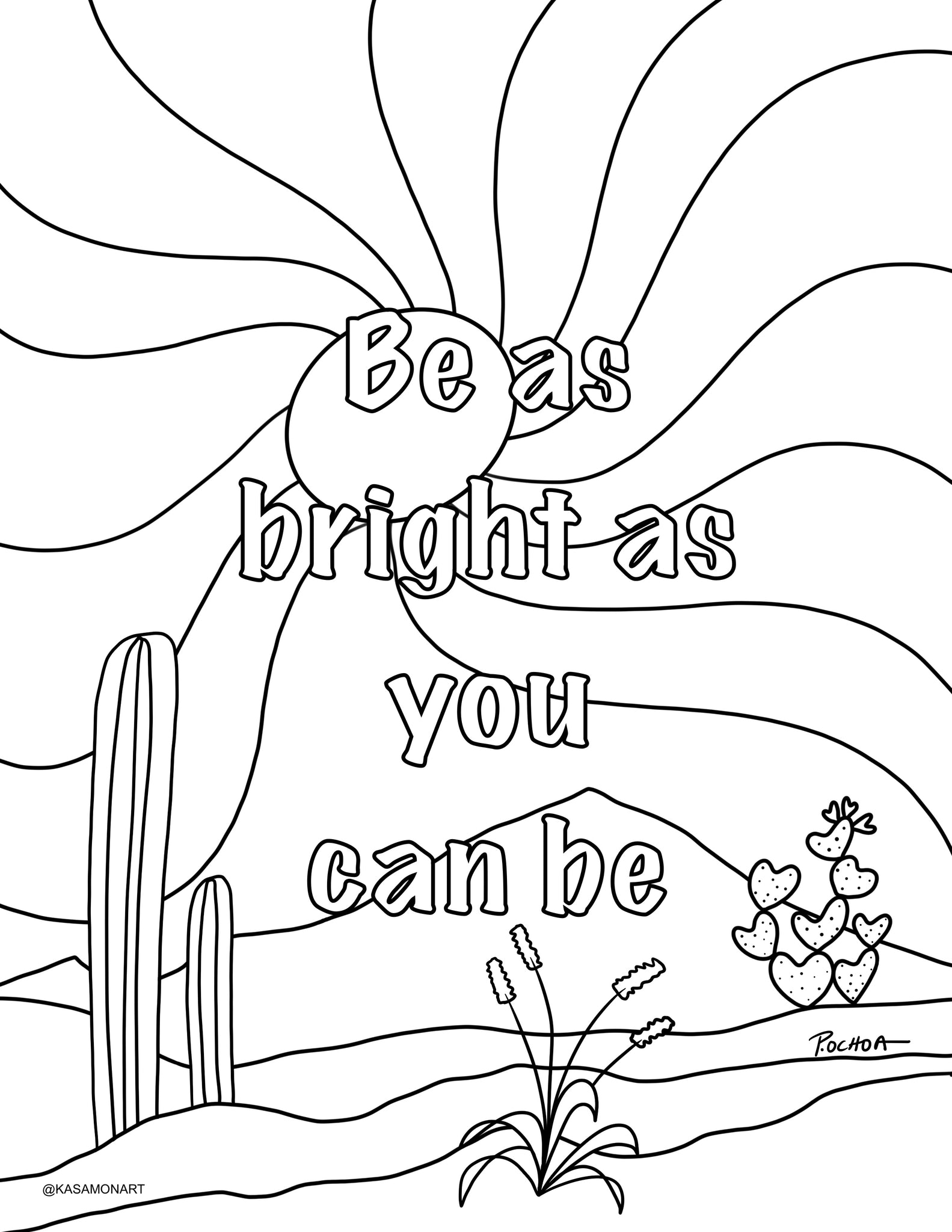 Think happy be happy digital printable coloring book â