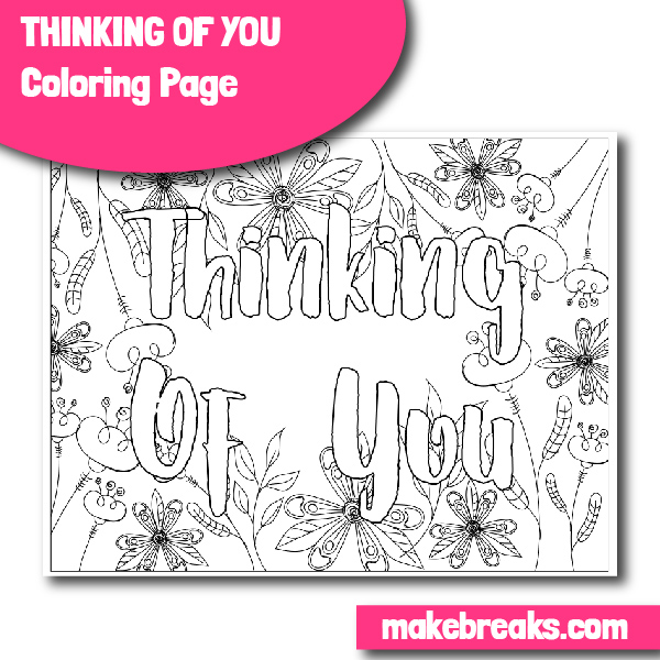 Thinking of you coloring page