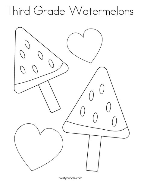 Third grade watermelons coloring page