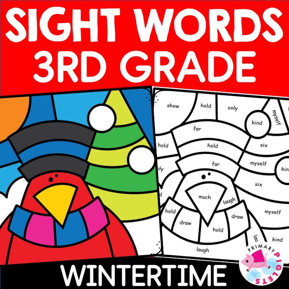 Winter color by sight words winter color by code winter coloring pages rd grade made by teachers