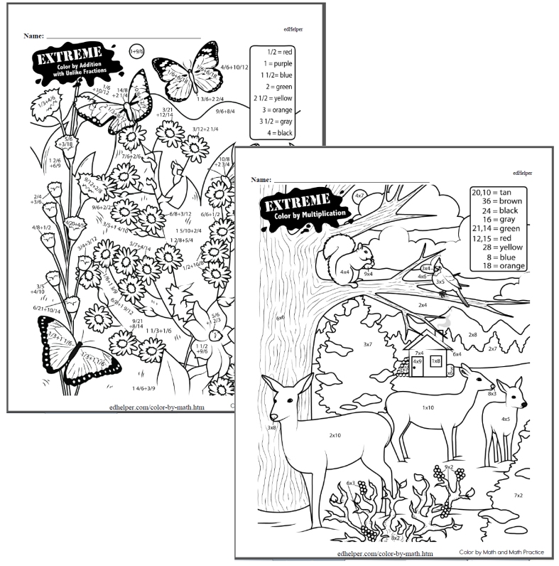 Coloring pages using math that you will want to print