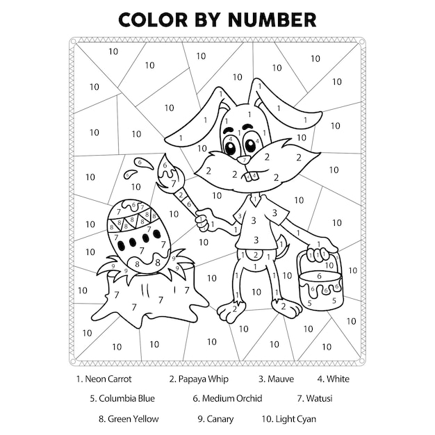 Premium vector easter day color by number coloring page