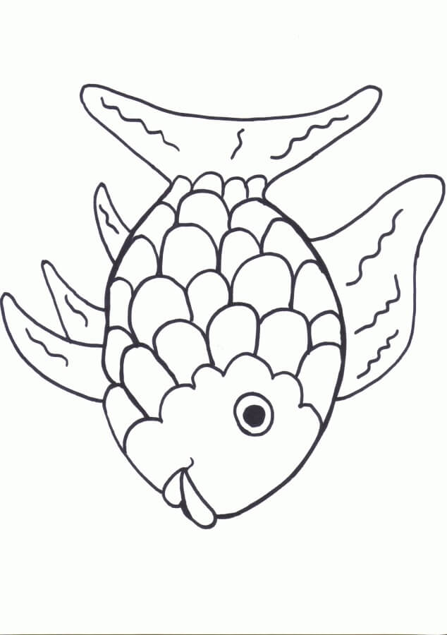 Free rainbow fish template coloring page
