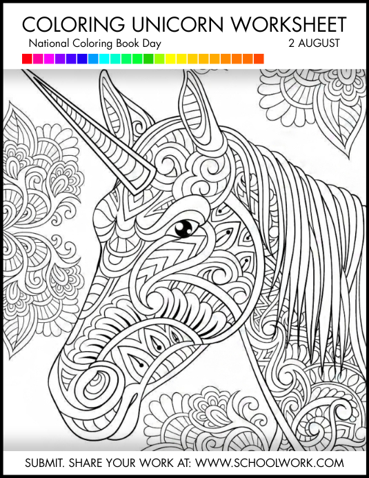 Coloring book day worksheet template