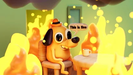 Download This Is Fine Dog Painting Wallpaper