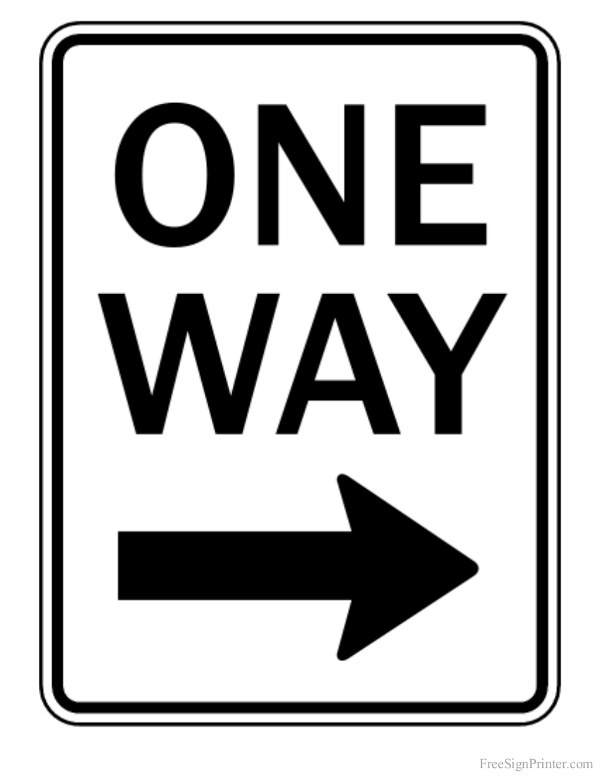 Printable one way right arrow sign