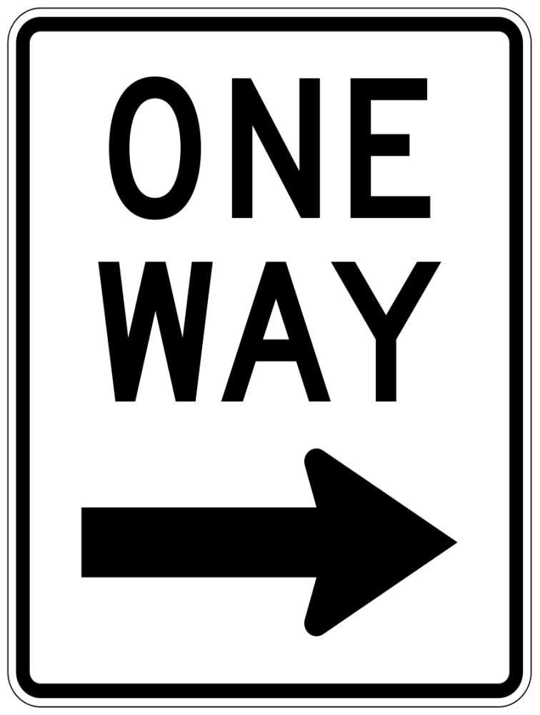 One way sign right