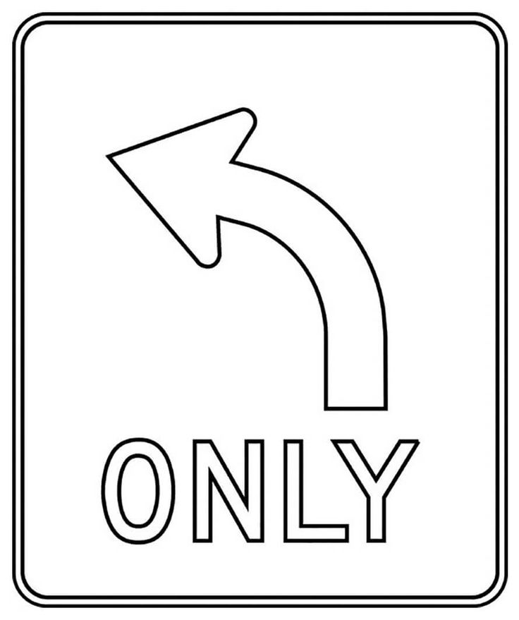 Left turn only sign coloring page