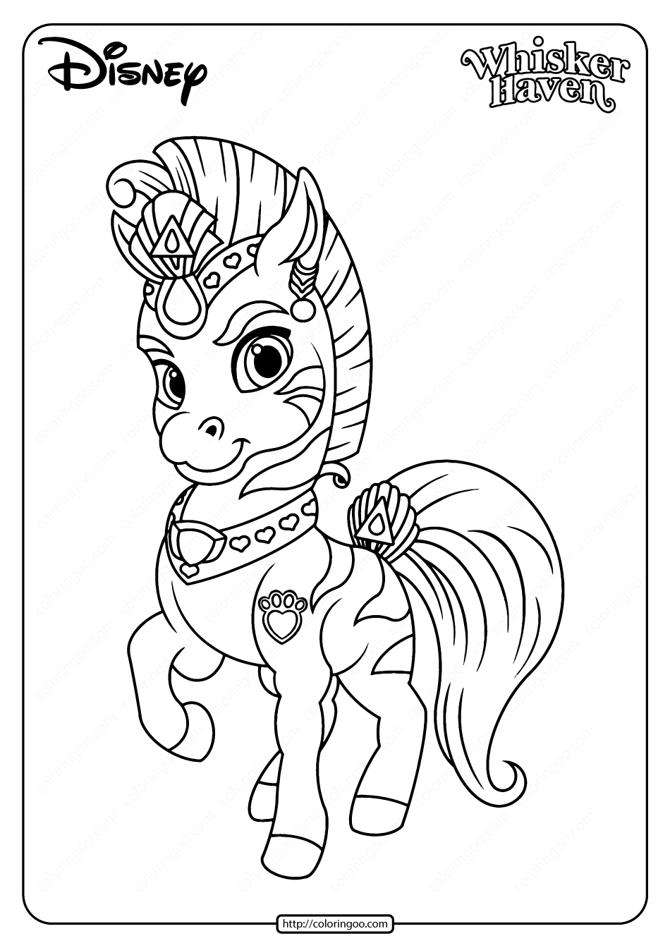 Printable palace pets stripes pdf coloring page horse coloring pages puppy coloring pages cartoon coloring pages