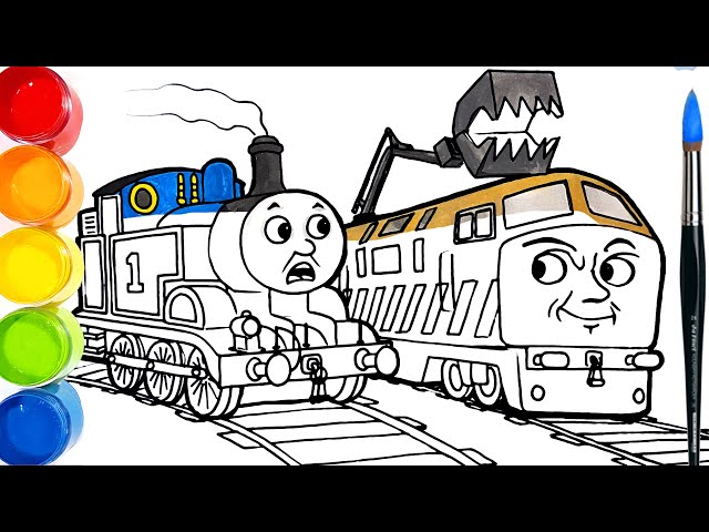 Diesel vs thoas the tank engine thoas friends drawing and coloring pages ti ti tv