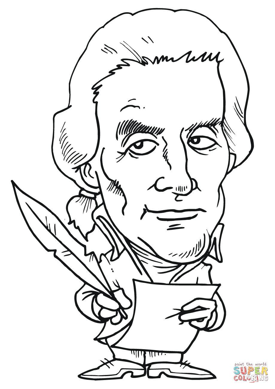 Thomas jefferson caricature coloring page free printable coloring pages