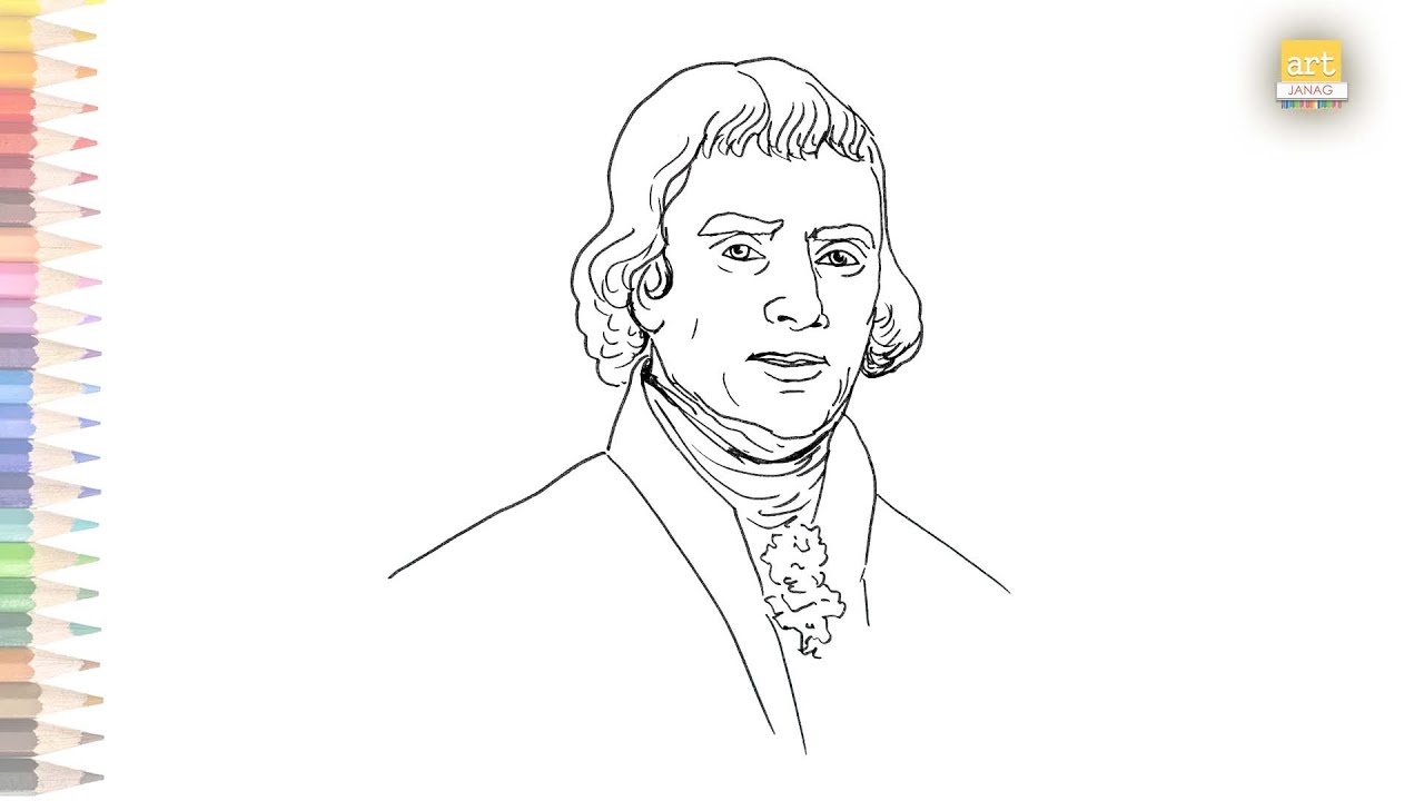 President thomas jefferson drawing easy how to draw thomas jefferson step by step outline drawings