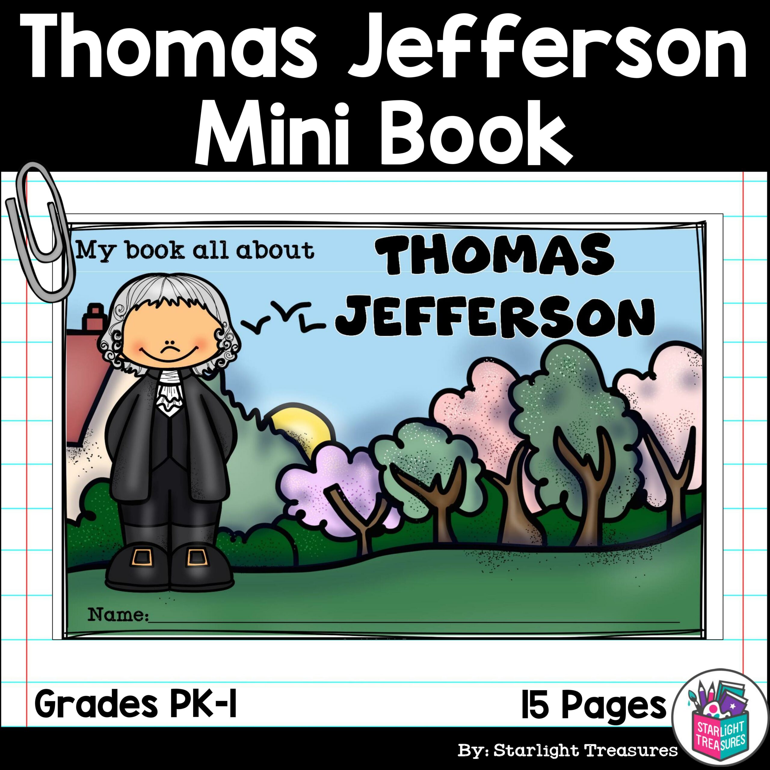 Thomas jefferson mini book for early readers presidents day made by teachers