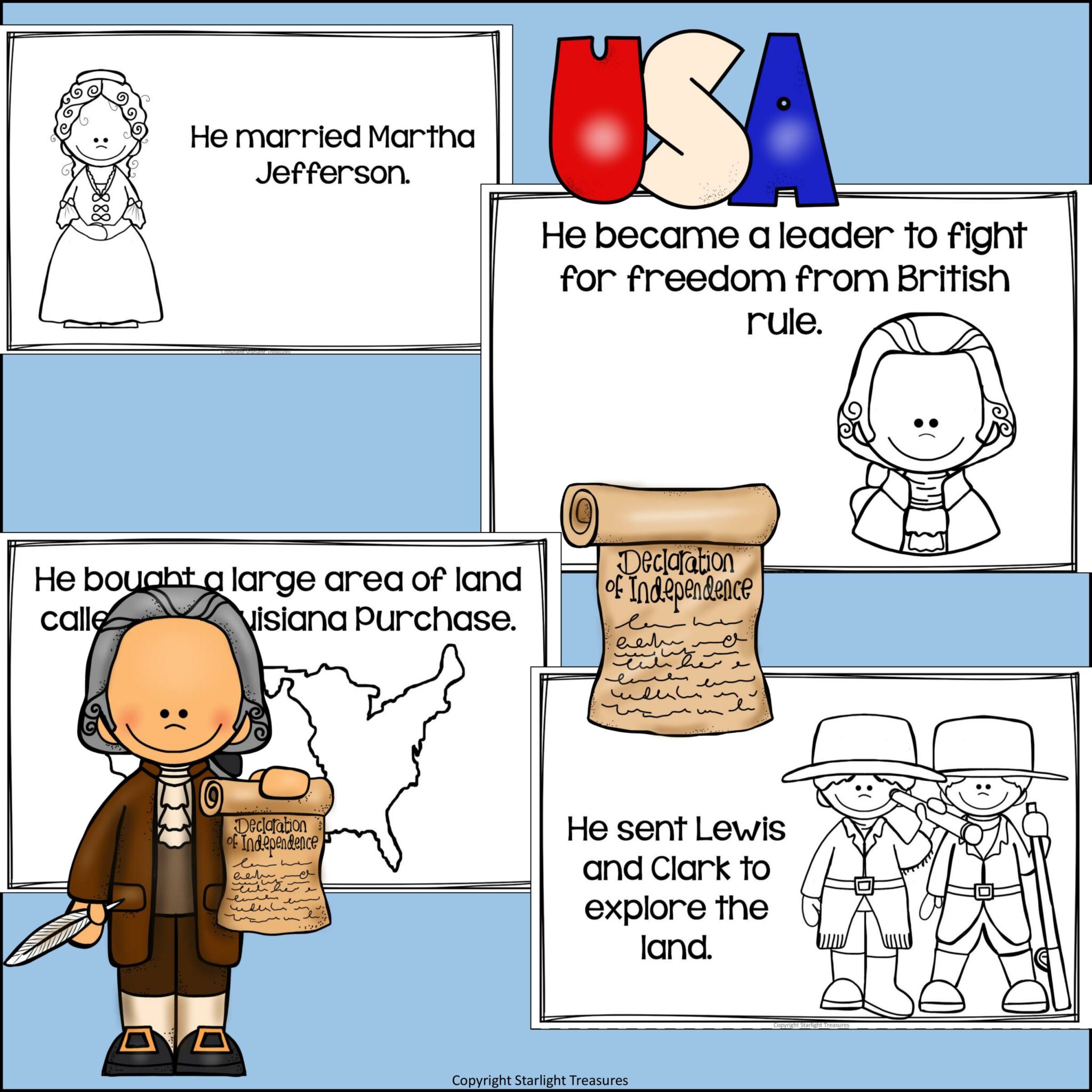 Thomas jefferson mini book for early readers presidents day made by teachers