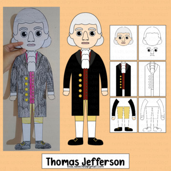 Thomas jefferson craft presidents day activities coloring bulletin board project