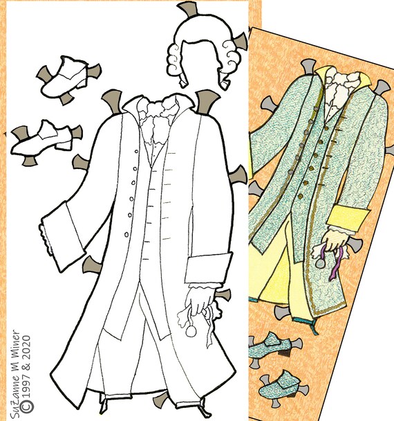 Thomas jefferson paper doll coloring pages large size formal coat riding coat hat and the red