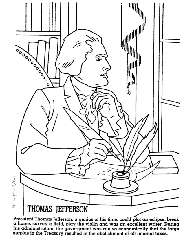 Thomas jefferson facts and pictures thomas jefferson facts thomas jefferson coloring pages