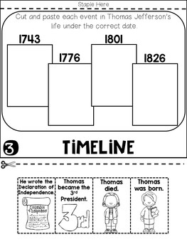 Thomas jefferson flip book plus colored poster student coloring page