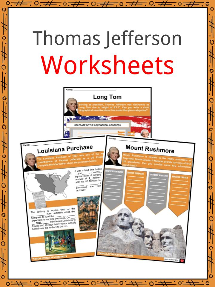 Thomas jefferson facts worksheets life declaration legacy