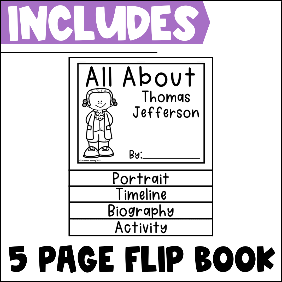 Thomas jefferson biography flip book report activities