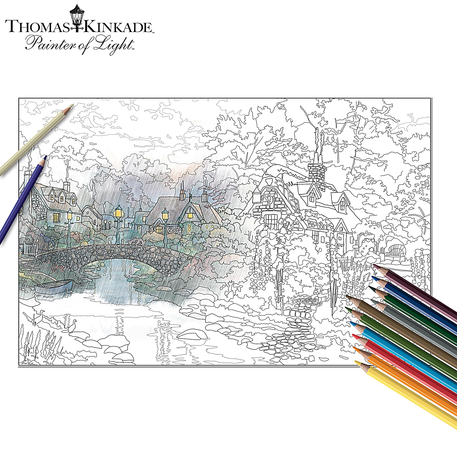Thomas kinkade artistic espes adult colouring pencil kit collection