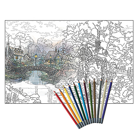 Thomas kinkade artistic escapes adult coloring pencil kit collection