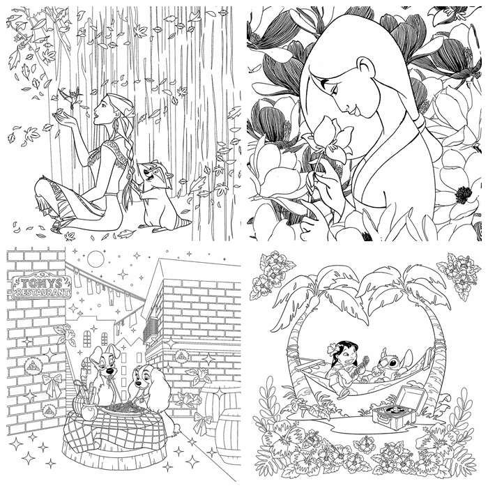 Disney girls and flowers coloring book â