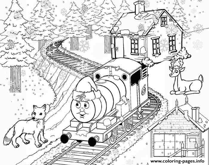 Thomas the train s christmas seasone coloring page printable