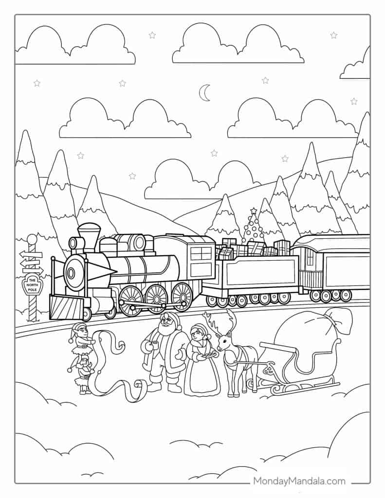 Train coloring pages free pdf printables