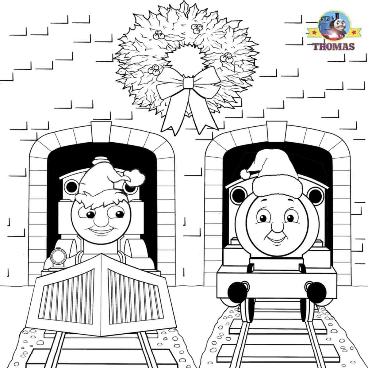 Santa hat coloring page train thomas the tank engine friends free online kids coloring â train coloring pages birthday coloring pages christmas coloring pages