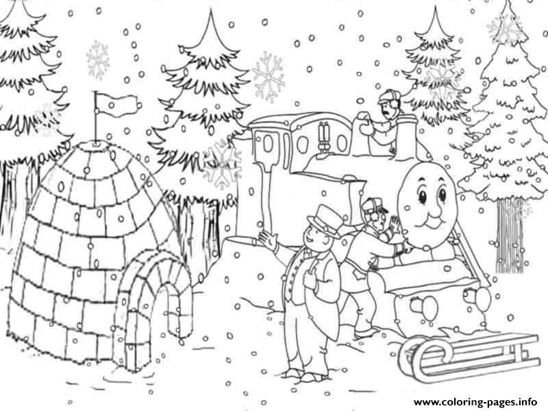 Thomas the train s christmas snowbb coloring page printable