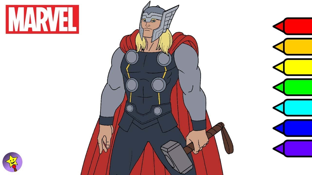 Marvel avengers coloring book thor coloring page marvel superhero coloring book page