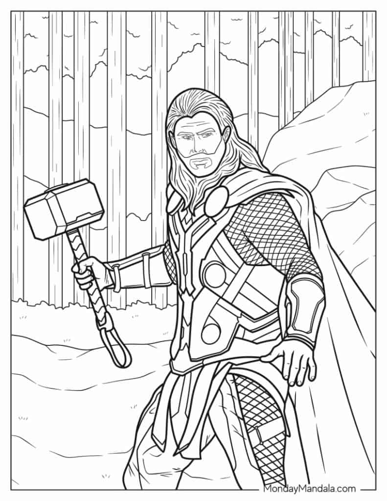 Thor coloring pages free pdf printables