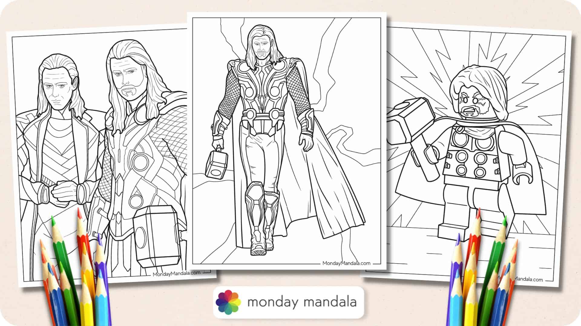 Thor coloring pages free pdf printables