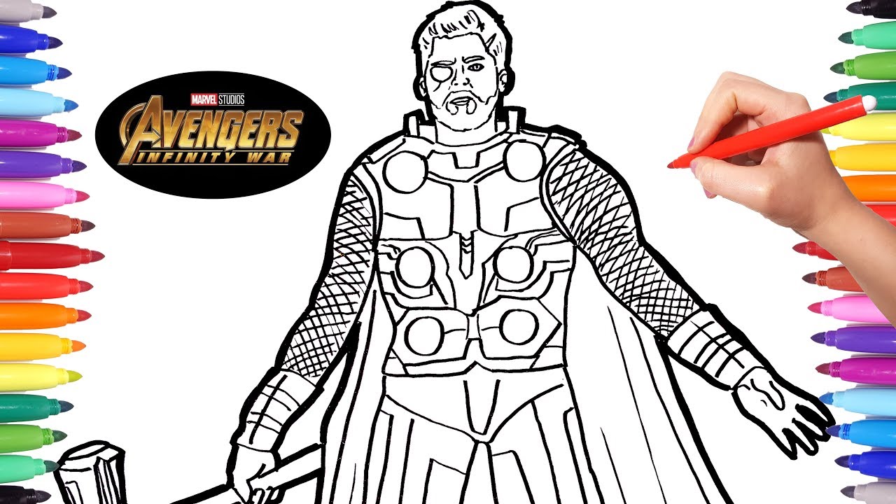 Avengers infinity war thor avengers coloring pages watch how to draw thor infinity war