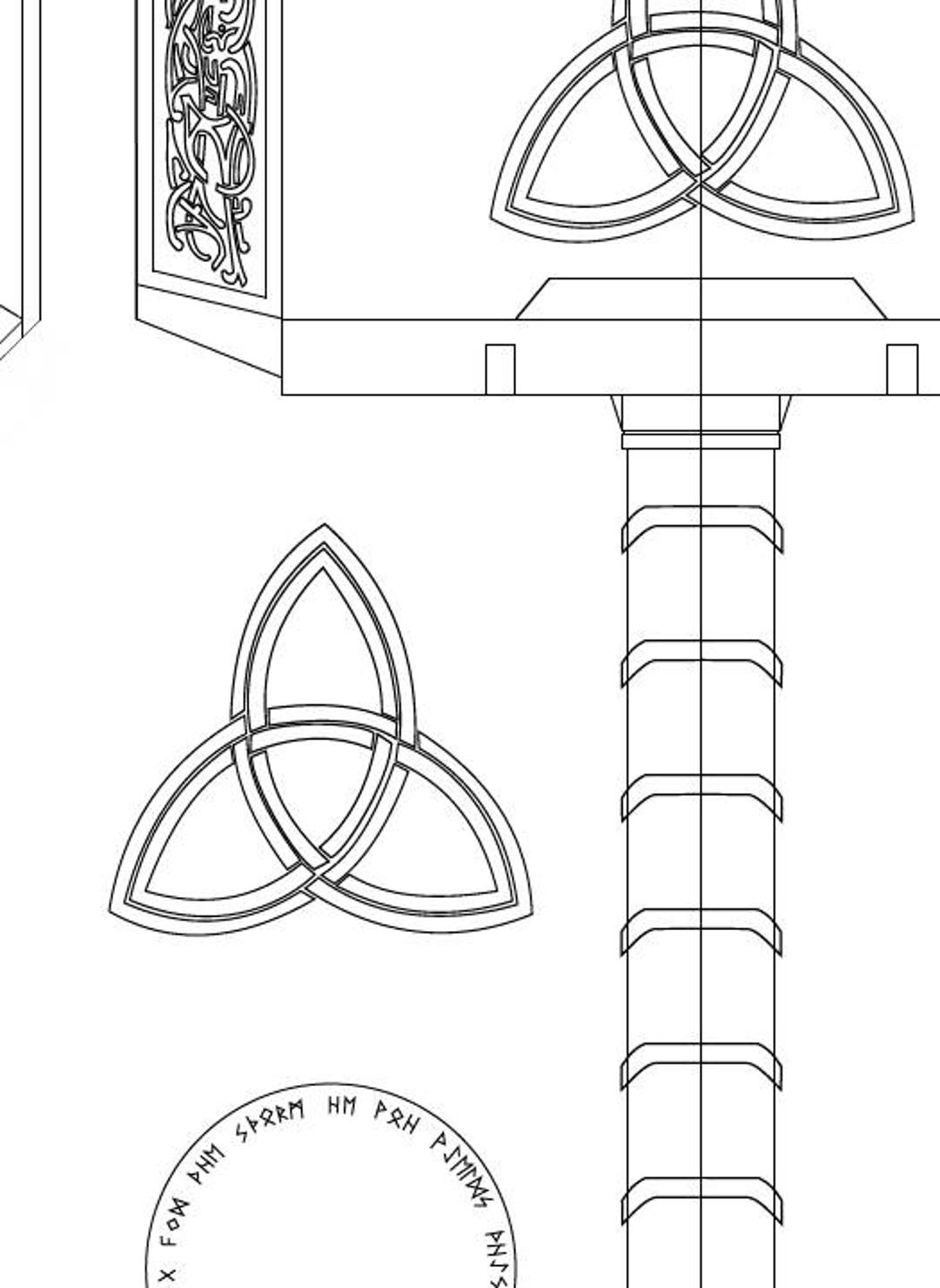 Mjolnir digital reference drawing for prop making instant download