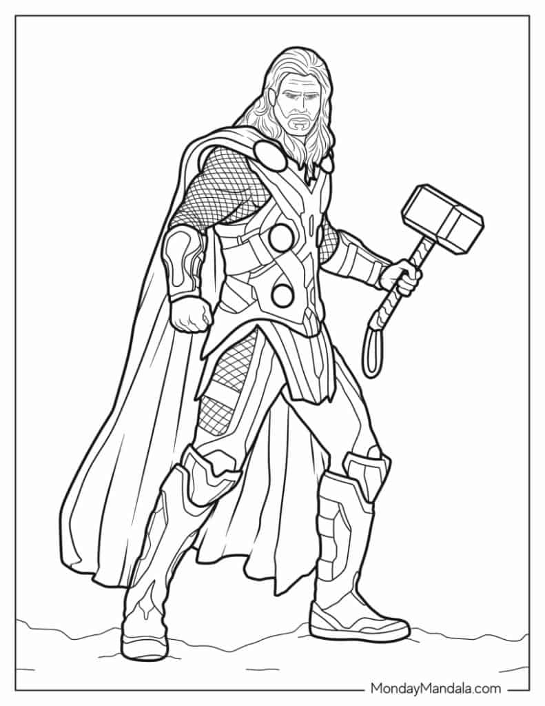 Thor coloring pages free pdf printables