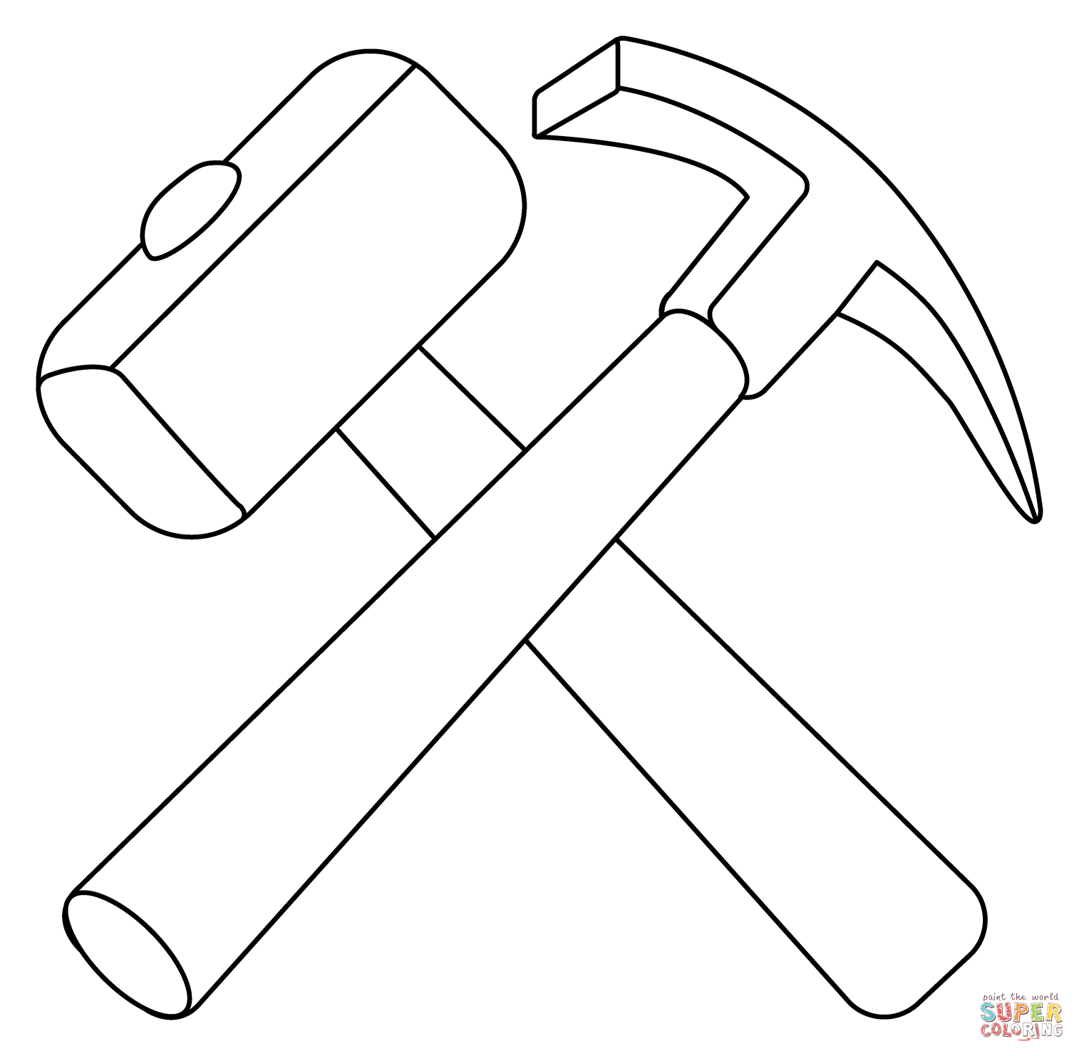 Hammer and pick emoji coloring page free printable coloring pages