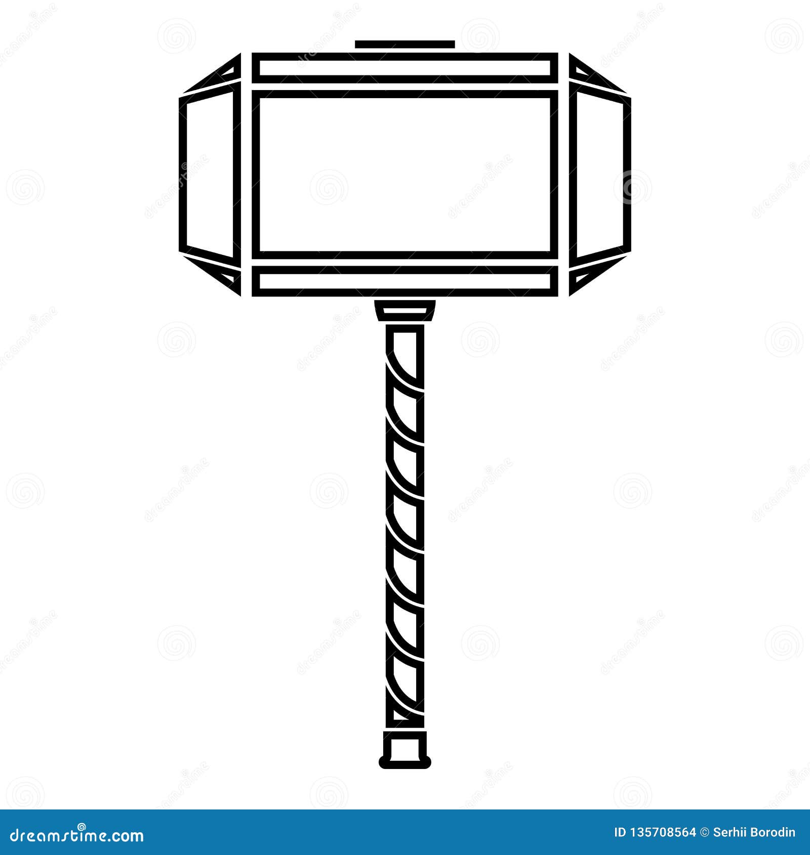 Thor s hammer mjolnir icon black color vector illustration flat style image stock vector