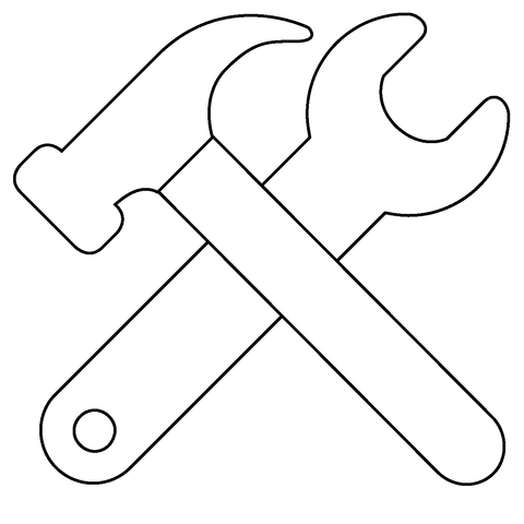 Hammer and wrench emoji coloring page free printable coloring pages