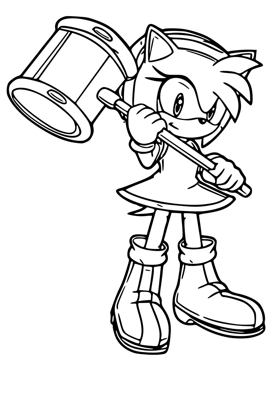 Free printable amy rose hammer coloring page for adults and kids