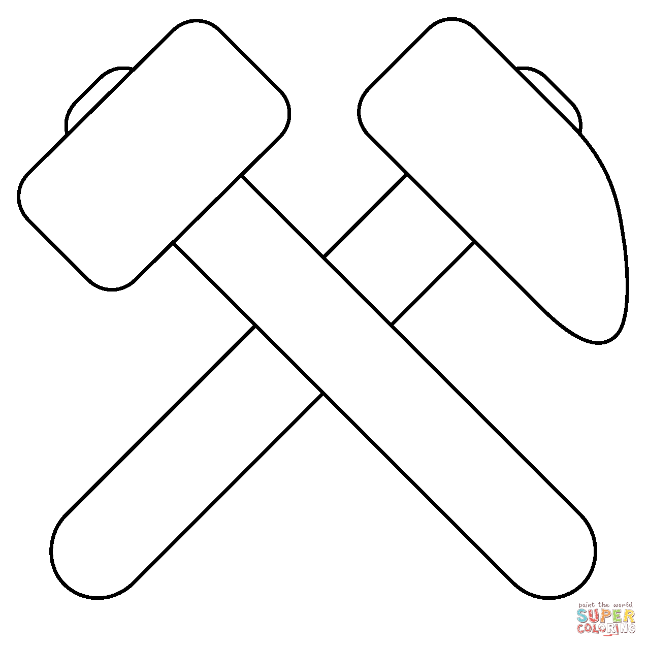 Hammer and pick emoji coloring page free printable coloring pages