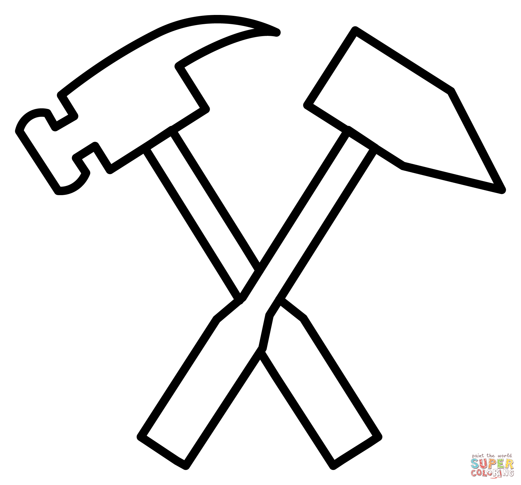 Hammer and pick emoji coloring page free printable coloring pages