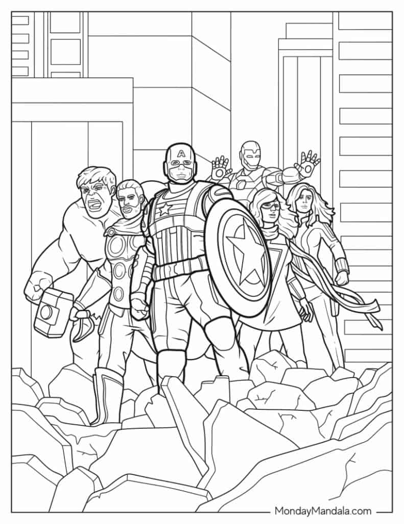 Marvel avengers coloring pages free pdf printables