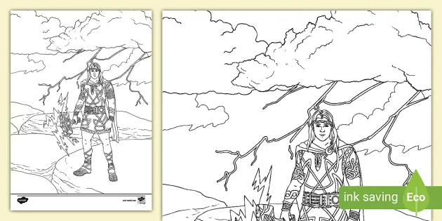 Thor colouring page teacher