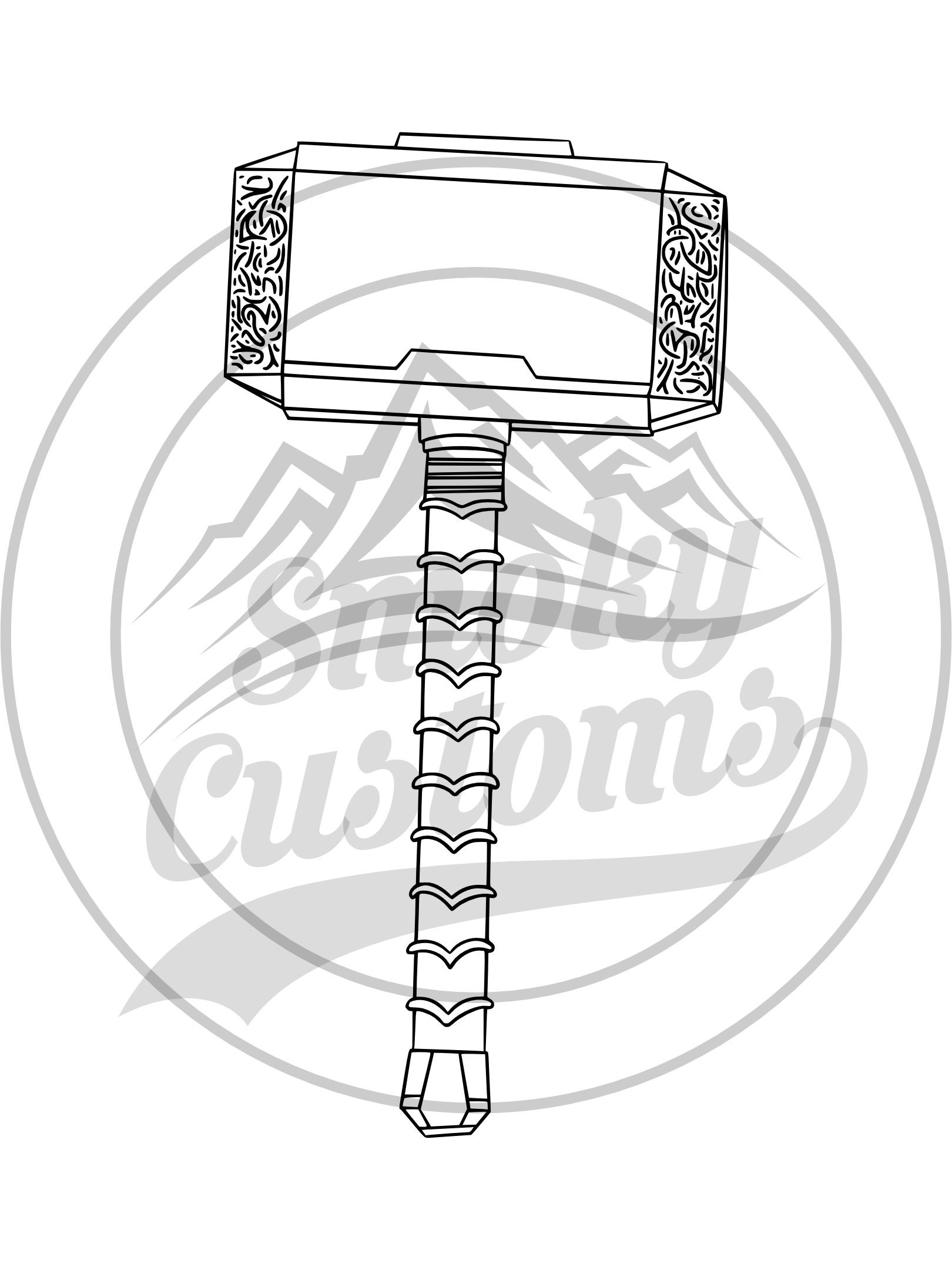 Thor hand drawn mjolnir ready to cut and print svg png jpg