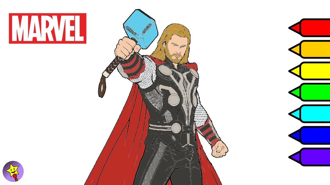 Marvel avengers coloring book thor coloring page marvel superhero coloring book page