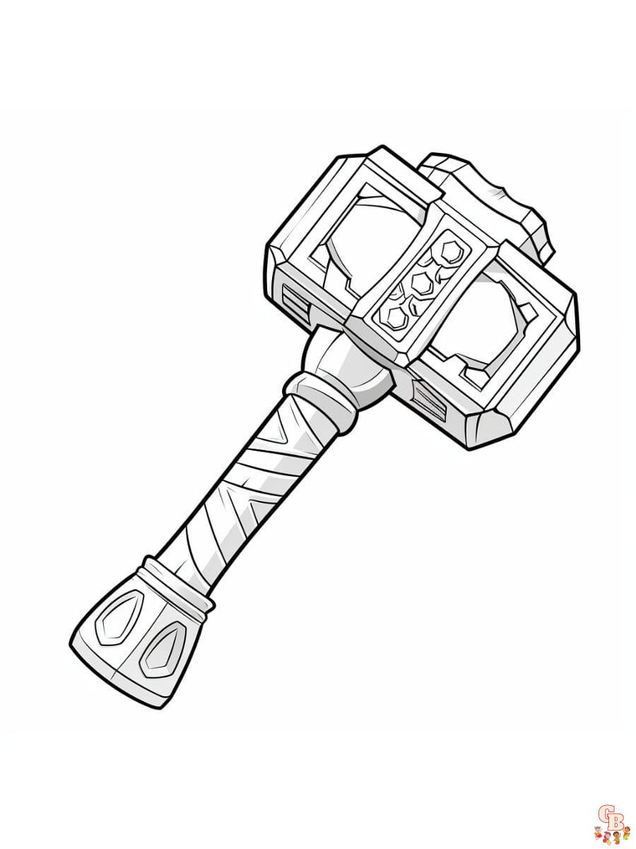 Prinatble hammer coloring pages free for kids and adults